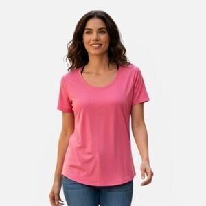 RBX Activewear Shirt Womens Small Pink Performance Short Sleeve V-Neck Pullover